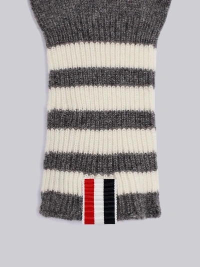 Thom Browne Grey Rib Cashmere Four Bar Gloves
