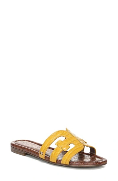 Shop Sam Edelman Bay Cutout Slide Sandal In Dijon Yellow Leather