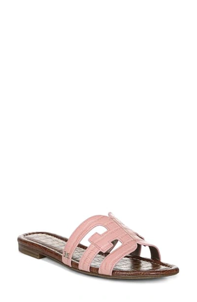 Shop Sam Edelman Bay Cutout Slide Sandal In Pink Croc Leather