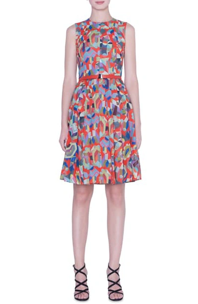 Shop Akris Summer Print Cotton Voile Dress In Multicolor
