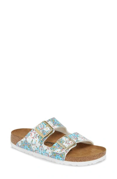 Shop Birkenstock Arizona Boho Flowers Slide Sandal In Bohemian Flower White