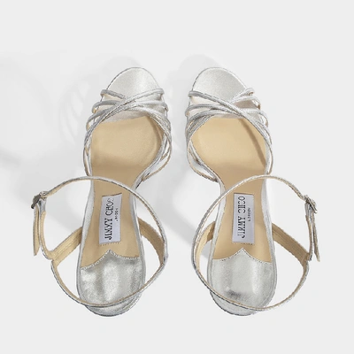 Shop Jimmy Choo Lilah 100 Sandals In Silver Metallic Nappa Leather