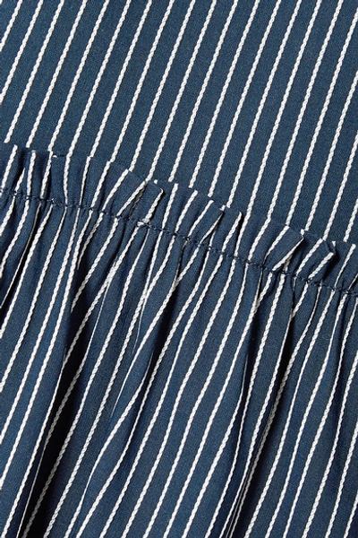 Shop La Ligne La Bohème Lace-up Striped Cotton-blend Maxi Dress In Navy