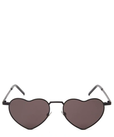 Shop Saint Laurent Lou Lou Heart Sunglasses In Black