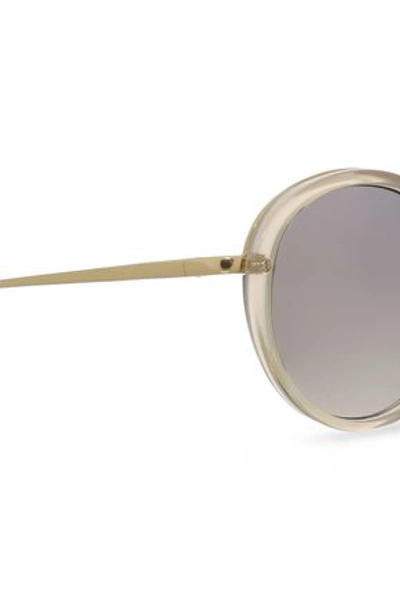 Shop Linda Farrow Woman Round-frame Acetate And Gold-tone Sunglasses Taupe