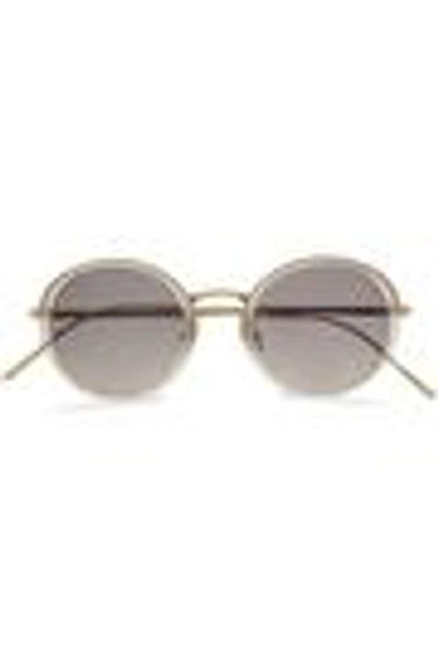 Shop Linda Farrow Woman Round-frame Acetate And Gold-tone Sunglasses Taupe