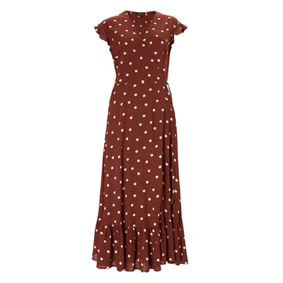 Shop Baukjen Genevieve Wrap Dress Cinnamon & Soft White Polka Print