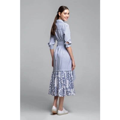 Shop Rumour London Santorini Belted Striped Shirt Dress With Embroidered Panel