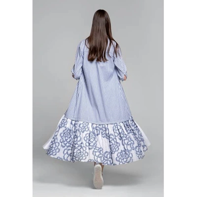Rumour London Santorini Belted Striped Shirt Dress With Embroidered Panel In Shirt