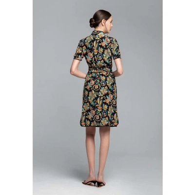 Shop Rumour London Akiko Kimono-style Silk Wrap Dress With Oriental Floral Print In Black