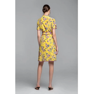 Rumour London Akiko Kimono-style Silk Wrap Dress With Oriental Print In Yellow In Wrap