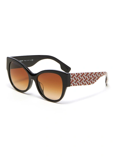 Shop Burberry Monogram Print Acetate Oversized Butterfly Sunglasses In Multi-colour