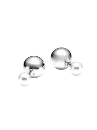 Shop Majorica Sterling Silver 8mm  Organic Pearl Double Stud Earrings