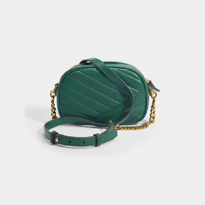 Shop Tory Burch Kira Chevron Small Camera Bag In Green