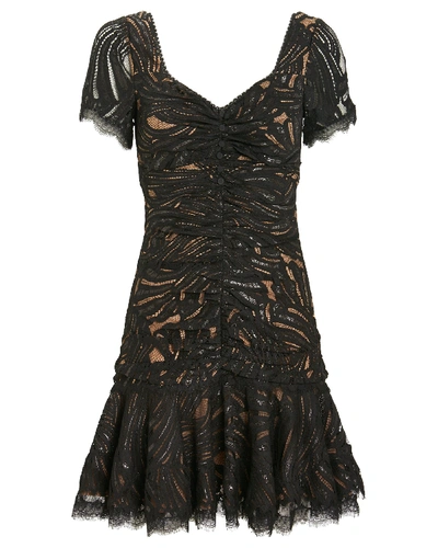 Shop Jonathan Simkhai Metallic Lace Ruffle Dress In Black