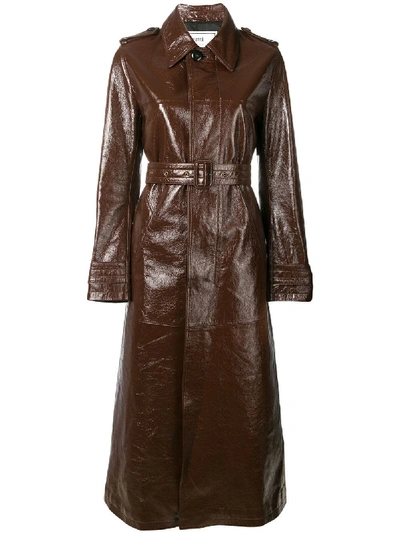 Shop Ami Alexandre Mattiussi Patent Leather Overshirt In Brown