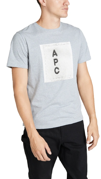 Shop Apc Logo T-shirt In Grey