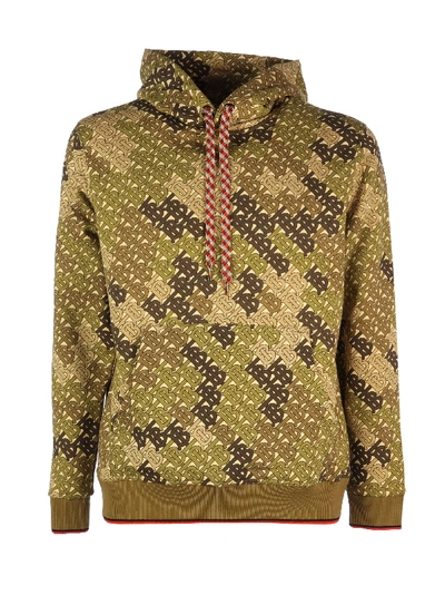 Shop Burberry Casper Cotton Jwear Hoodie In Khaki Green