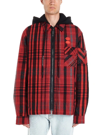 Shop Off-white Padded Flannel Shirt Jacket In Multicolor