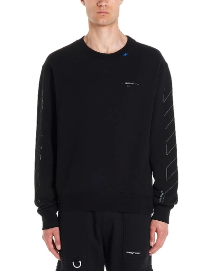 Shop Off-white Diagonal Unfinished Sweatshirt In Black