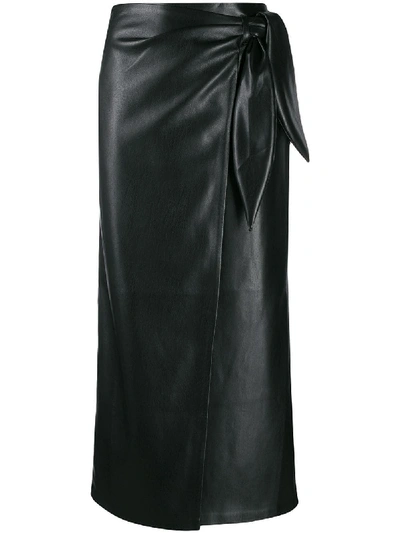 Shop Nanushka Wrap Midi Skirt - Black