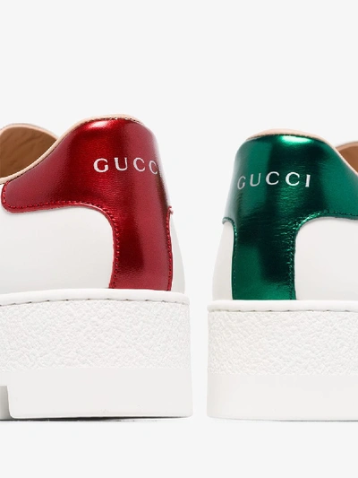 Shop Gucci White Ace 50 Platform Leather Sneakers