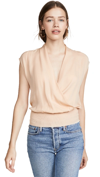Shop Theory Draped Combo Top In Shell Pink