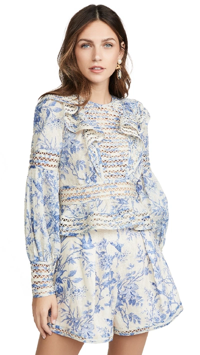 Shop Zimmermann Verity Panelled Linear Top In Bluebird