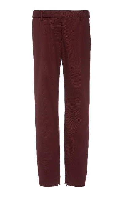 Shop Nili Lotan Leo Wool-blend Straight-leg Pants In Burgundy