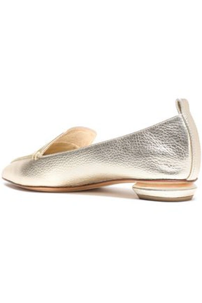 Shop Nicholas Kirkwood Woman Metallic Textured-leather Slippers Platinum