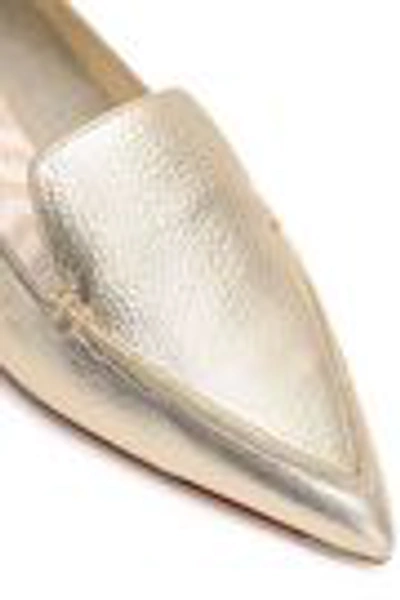 Shop Nicholas Kirkwood Woman Metallic Textured-leather Slippers Platinum