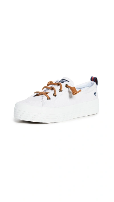 Shop Sperry Crest Vibe Platform Trainers In White