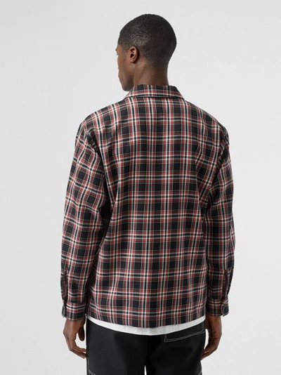 Shop Burberry Logo Detail Check Wool Twill Shirt In Black