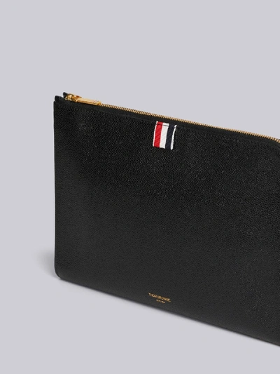 Shop Thom Browne Rwb Strap Medium Gusset Folio In Black