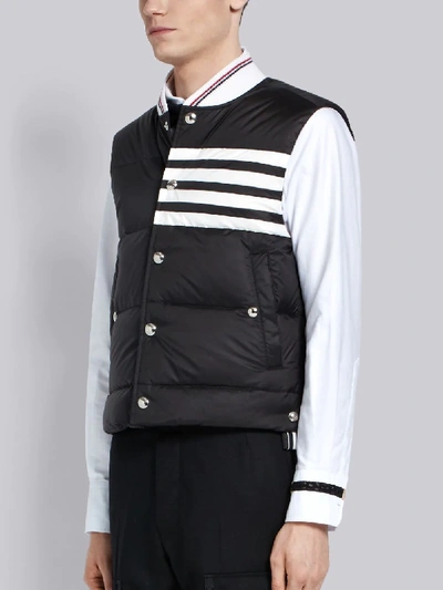 Shop Thom Browne 4-bar Matte Nylon Down Vest In Black