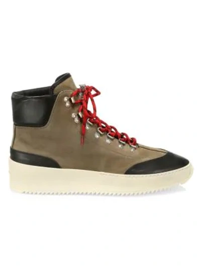 Shop Fear Of God Sixth Collection Leather High-top Sneakers In Olive Black