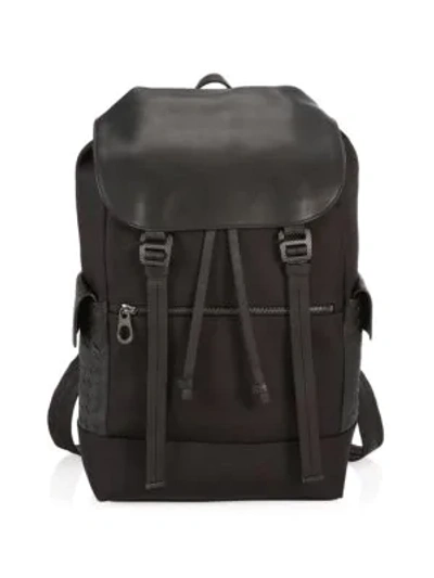 Shop Bottega Veneta Men's Leather & Canvas Backpack In Nero Nero