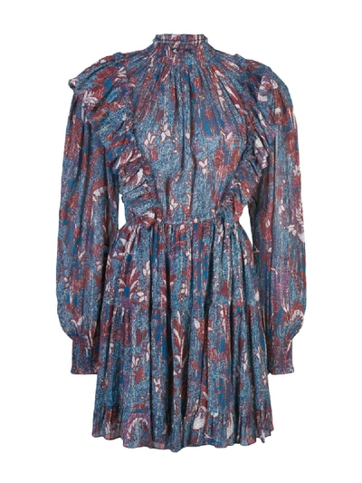 Shop Ulla Johnson Floral Print Dress In Blue