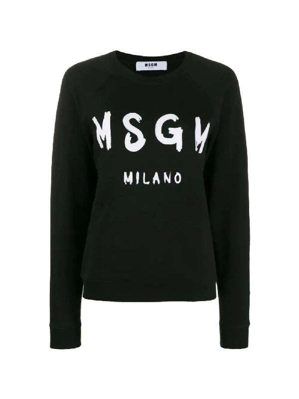 Msgm Printed Sweatshirt In 99 Black | ModeSens
