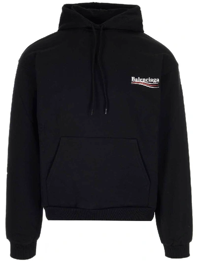 Shop Balenciaga Logo Print Hoodie In Black