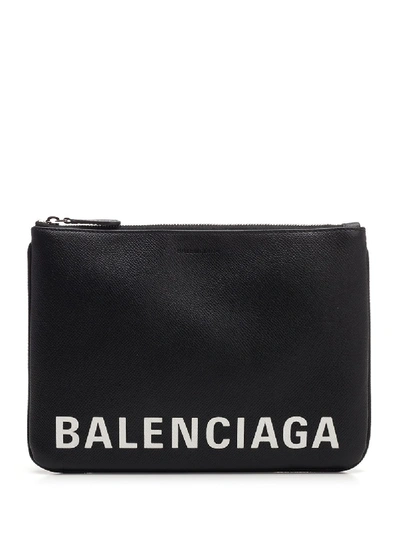 Shop Balenciaga Medium Ville Logo Pouch In Black