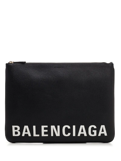 Shop Balenciaga Zipped Logo Pouch In Black