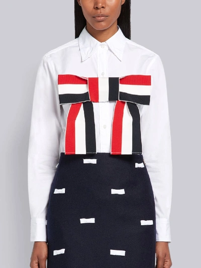 Shop Thom Browne Grosgrain Bow Shirt In White