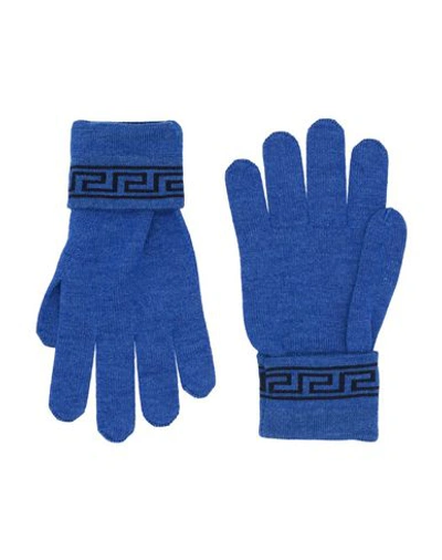 Shop Versace Gloves In Blue