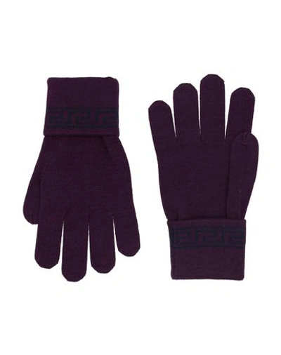 Shop Versace Gloves In Purple