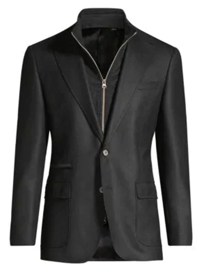 Shop Robert Graham Men's Classic-fit Downhill Woven Wool & Cashmere Single-breasted Blazer In Black