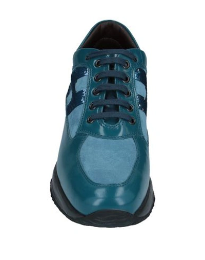 Shop Hogan Woman Sneakers Deep Jade Size 8.5 Soft Leather In Green