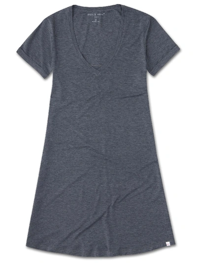 Shop Derek Rose Women's V-neck Sleep T-shirt Ethan 2 Micro Modal Stretch Charcoal