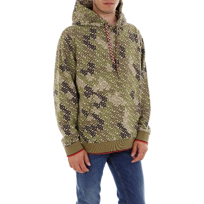 Shop Burberry All Over Logo Print Hoodie In Green