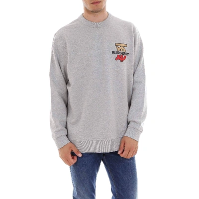Shop Burberry Logo Patch Sweater In Grey